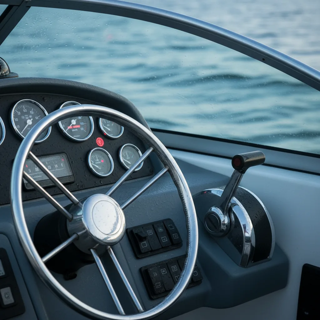 Outboard engine warning light blinking on a boat dashboard in Miami - Boat Repair Miami