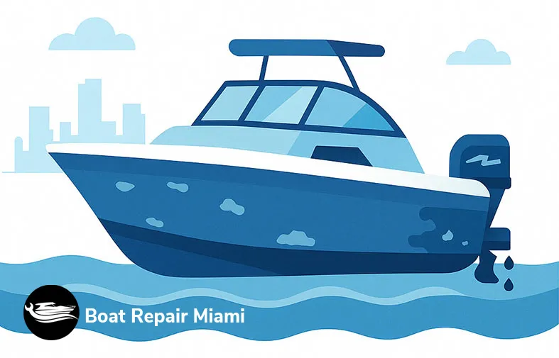 Boat Repair Miami mobile marine mechanic servicing a boat