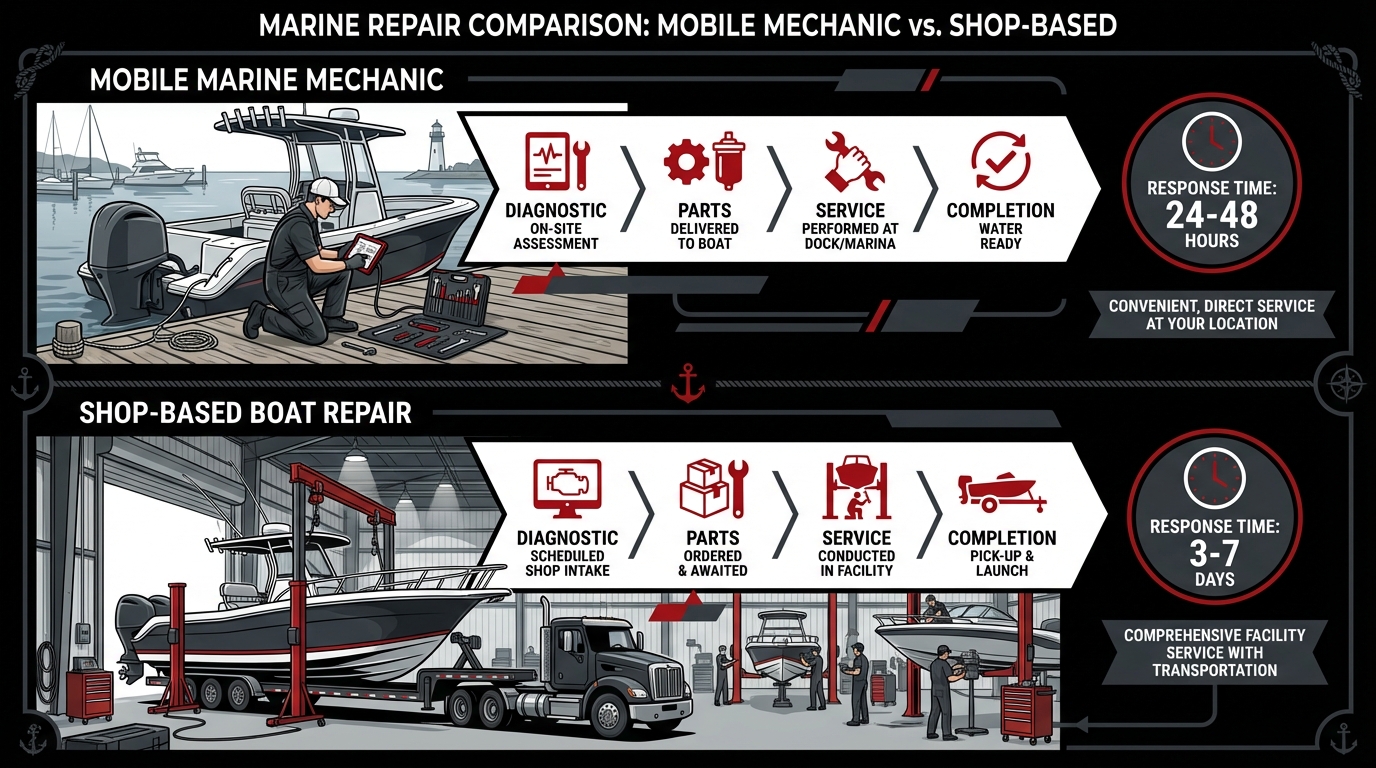 Choosing Between Mobile Marine Mechanics and Shop-Based Boat Repair