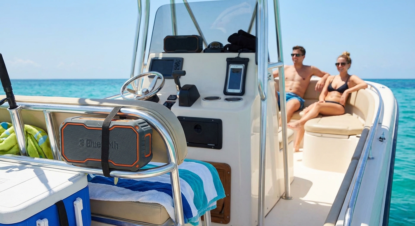 Bluetooth speaker setup for small boats without built-in audio