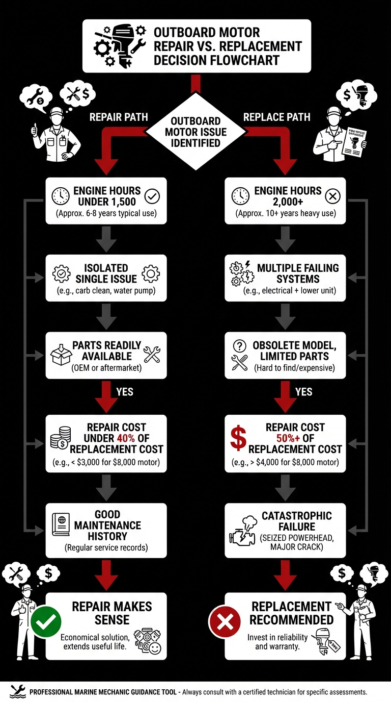 Outboard Repair vs. Replacement Decision Flowchart