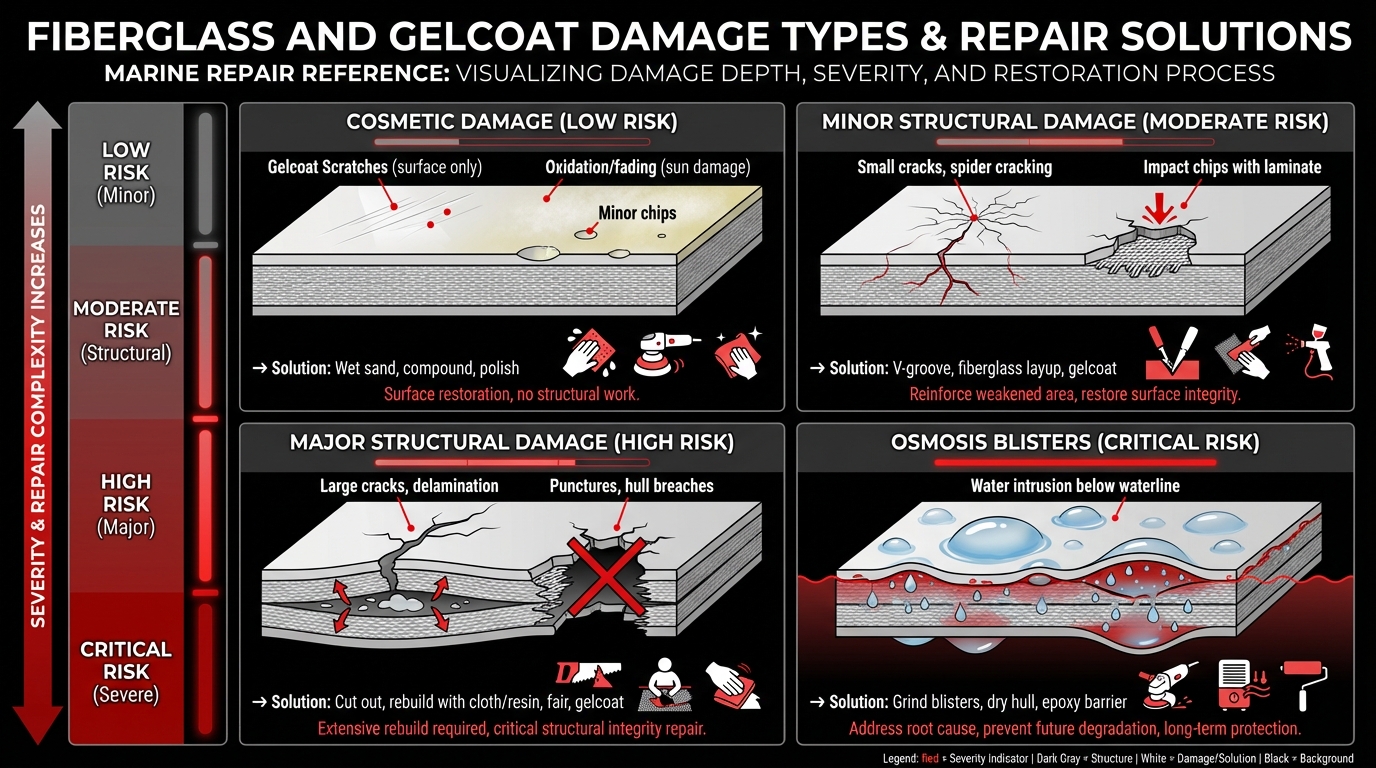 Fiberglass and Gelcoat Damage Types & Repair Solutions