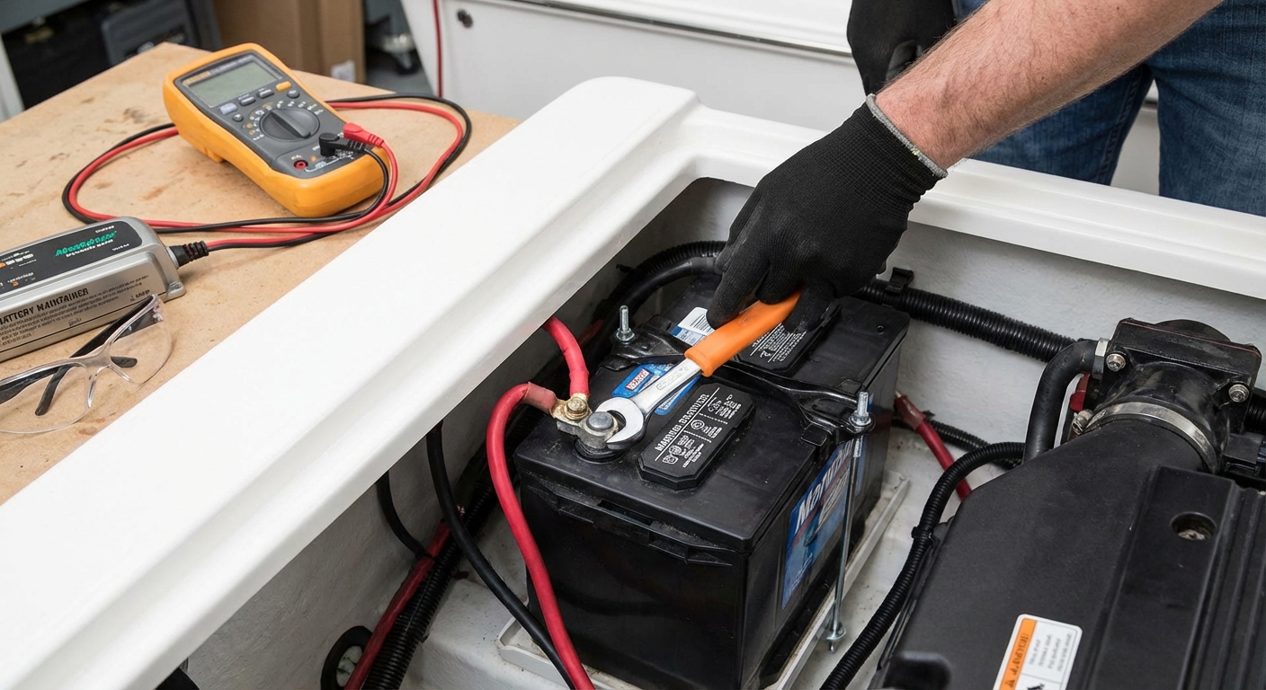 Disconnecting boat batteries before storage to prevent damage and ensure safety